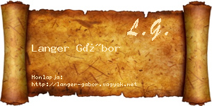 Langer Gábor névjegykártya
